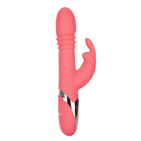 Enchanted Exciter Pink Silicone Rechargeable Waterproof Vibrator with 4 Shaft Rotation, 4 Thrusting Functions and 12 Vibration Modes VIBRATORS-RABBIT