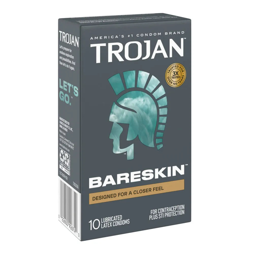 Trojan Sensitivity Bareskin Lubricated Condoms – Thin Latex Condoms 10 Pack Default Title > Essentials > Condoms