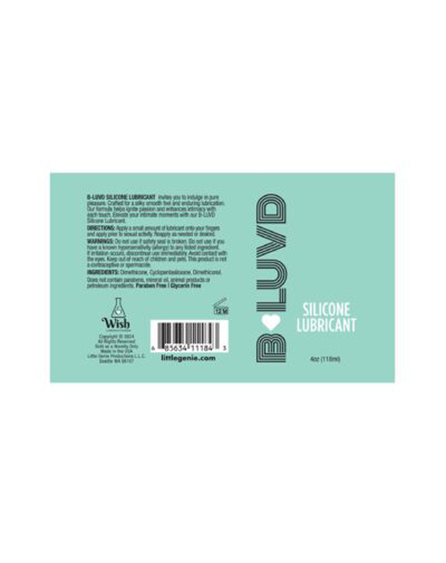 B-Luvd Silicone Lubricant 118 ml Bottle Silicone Lubricant