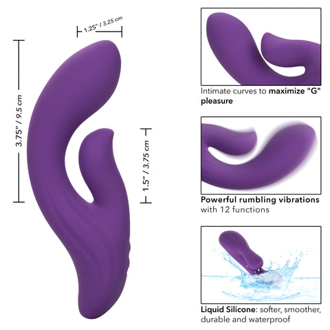 Stella Liquid Silicone Dual Pleaser Purple with 12 Vibration Functions and USB Rechargeable VIBRATORS-RABBIT