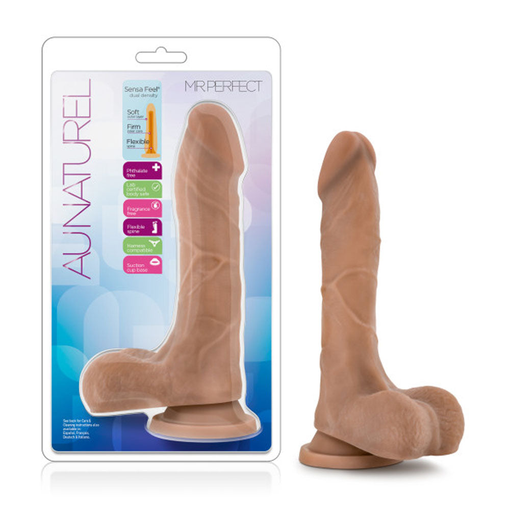 Au Naturel Mister Perfect Mocha Realistic Dildo with Flexible Spine Dongs Realistic