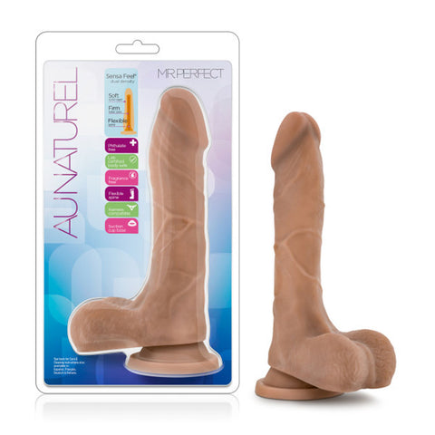 Au Naturel Mister Perfect Mocha Realistic Dildo with Flexible Spine Dongs Realistic