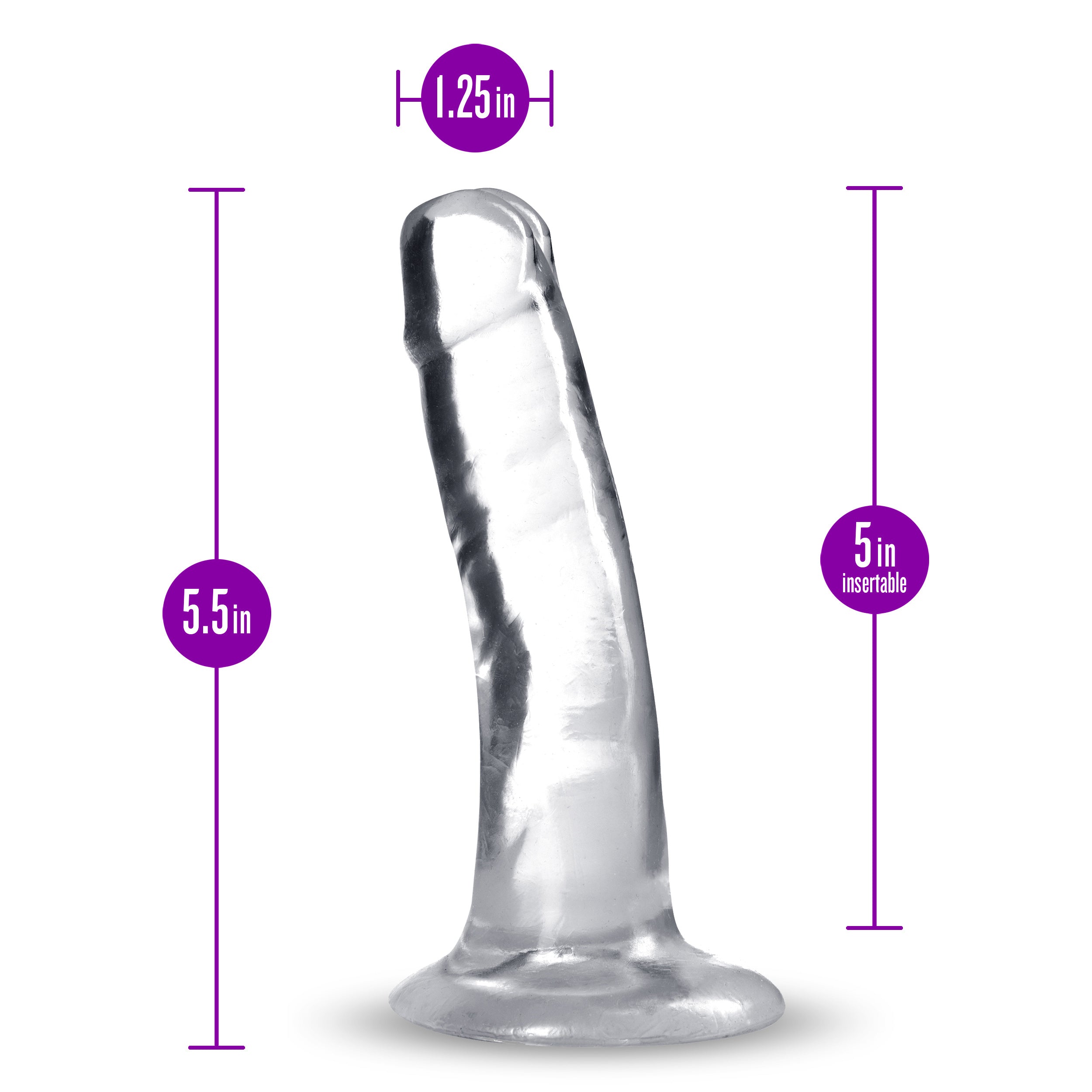 B Yours Plus Clear Suction Cup 5" Dildo Soft Realistic Feel > Dildos > Slim Dildos