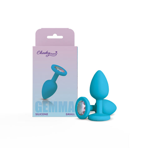 Gemma Clear Iridescent Teal Silicone Plug (Small) – Vibrant Cheeky Charms Butt Plug Teal > Anal Range > Jewel Butt Plugs