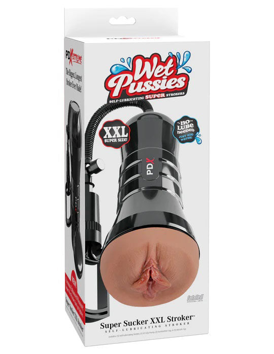 PDX Extreme Wet Pussies Super Sucker XXL (Brown) – Extra-Large Stroker Brown > Sex Toys For Men > Masturbators > Manual