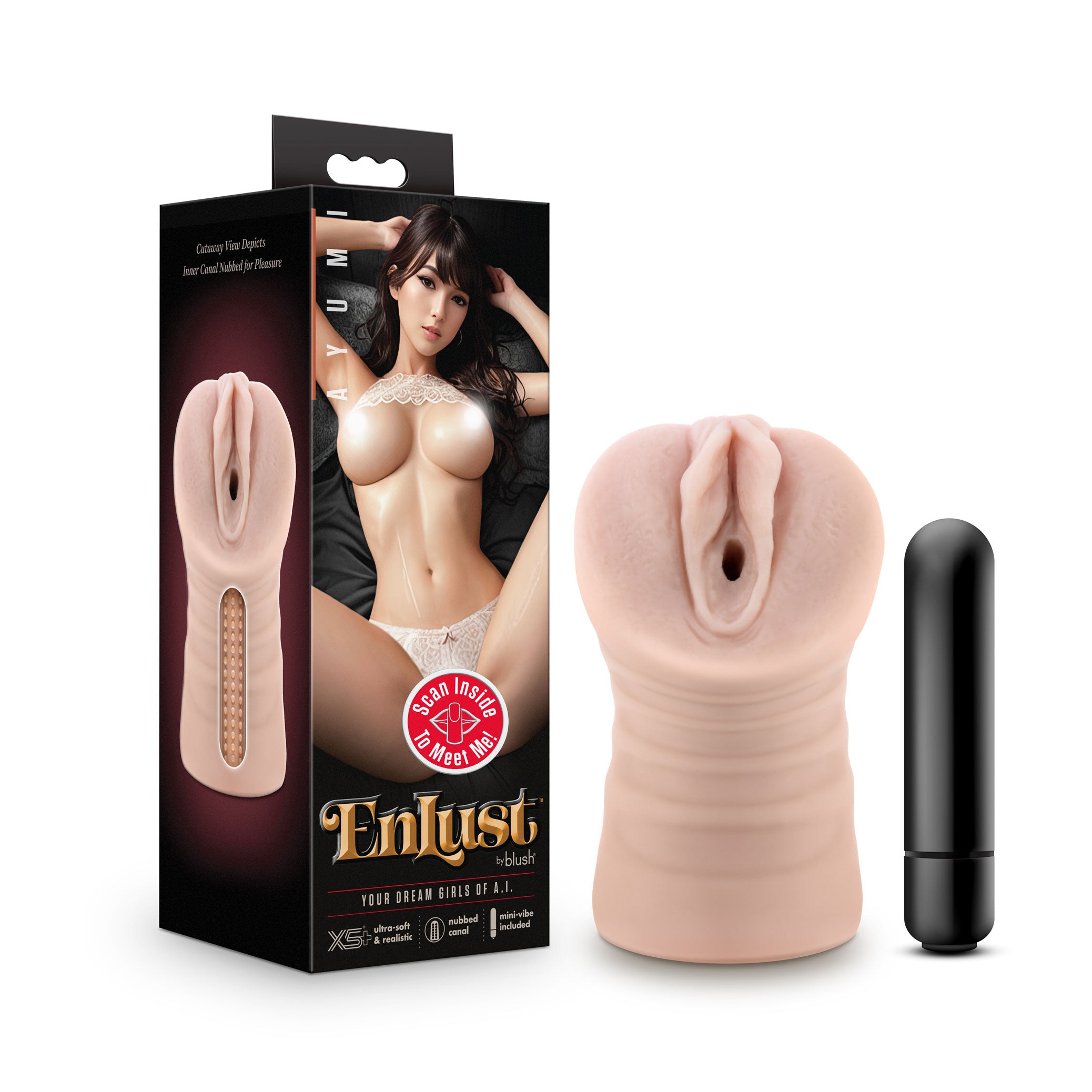 Enlust Ayumi Beige Vibrating Male Stroker with Ultra-Soft Feel Strokers - Auto