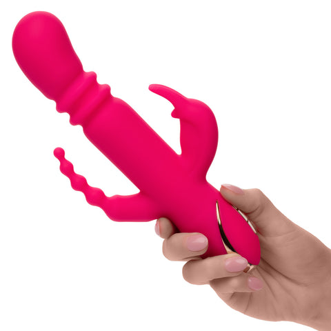 Jack Rabbit Signature Heated Silicone Triple Fantasy Rabbit Vibrator Pink VIBRATORS-RABBIT-MULTI