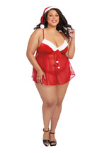 Dreamgirl 3X Santa Babydoll Set with Thong and Matching Hat > Clothes > Costumes > Womens