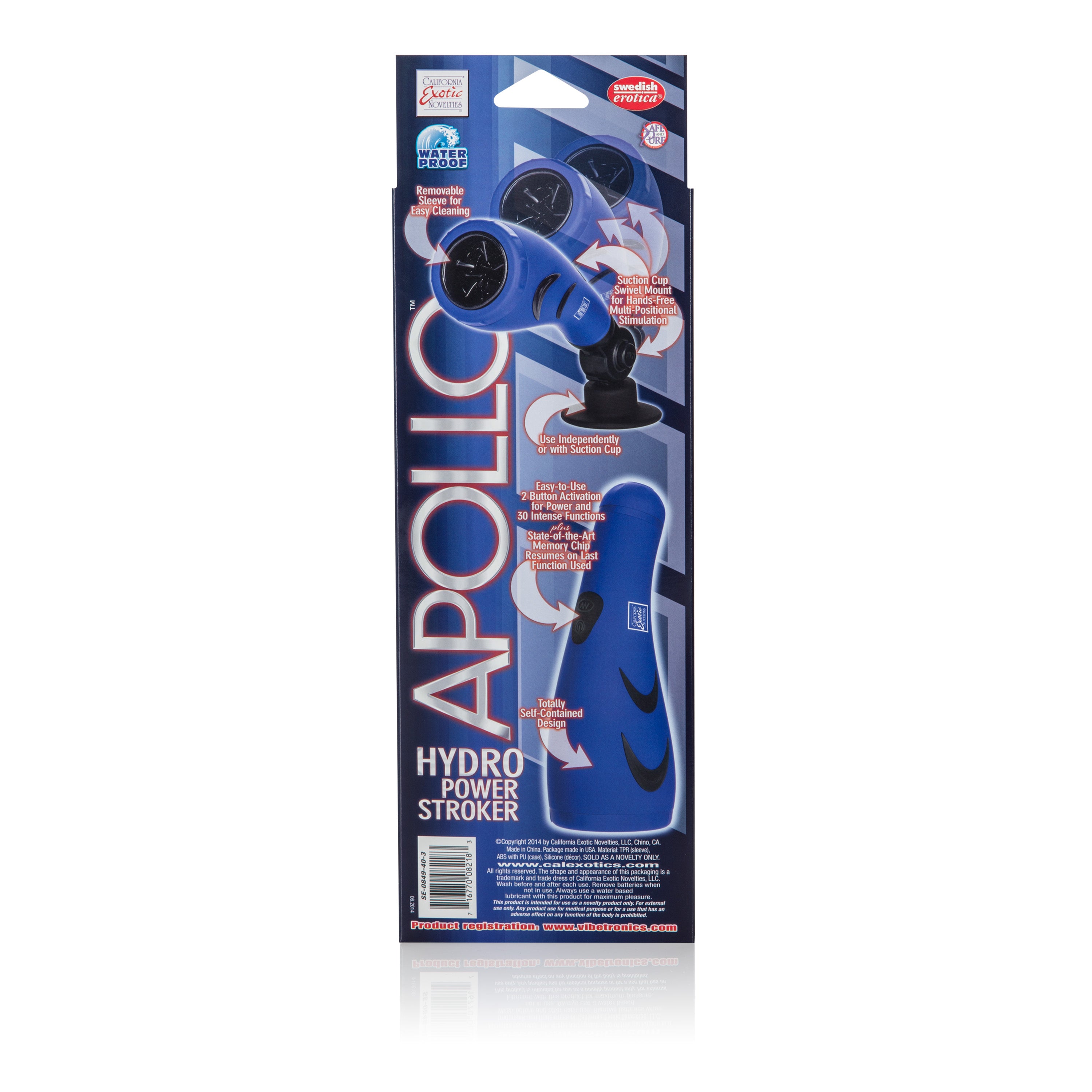 CalExotics Apollo Hydro Power Stroker – Waterproof Vibrating Stroker > Sex Toys For Men > Masturbators > Vibrating