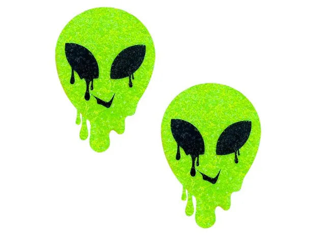 Super Sparkle Lemon Lime Blacklight Reactive Pasties Green > Clothes > Pasties