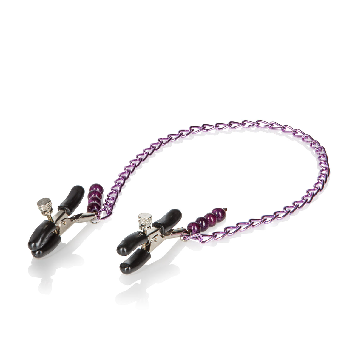 Silver Beaded Adjustable Nipple Clamps with Rubber Coating > Sex Toys > Nipple Clamps