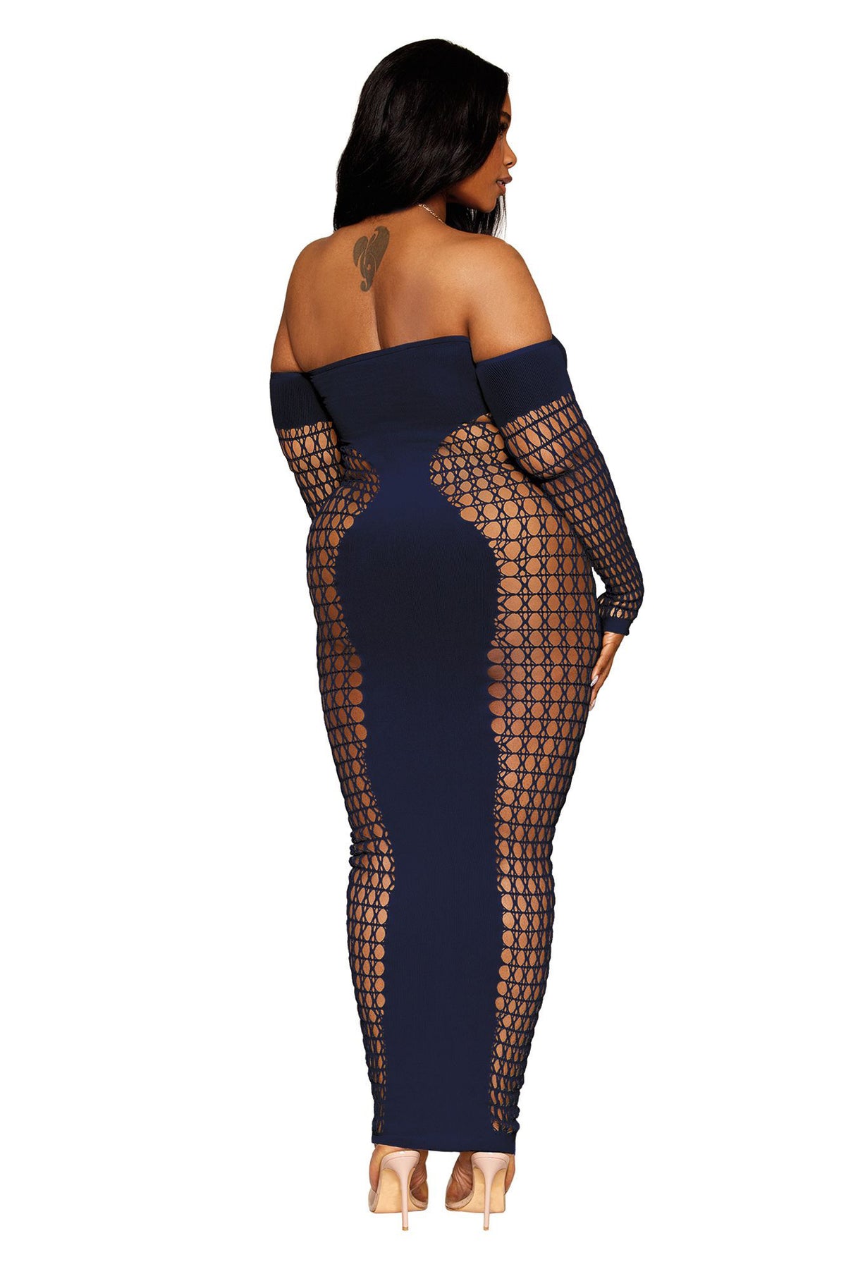 Dreamgirl Queen Size Denim Bodystocking Gown With Halter Chain > Clothes > Bodies and Playsuits