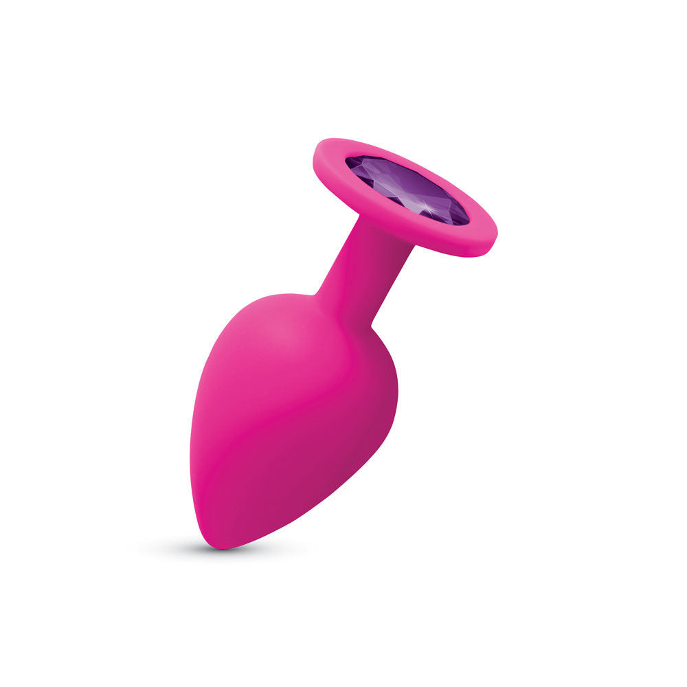 Gemma 3.76 Inch Purple Gem Pink Silicone Plug Large – Vibrant Silicone Butt Plug > Anal Range > Jewel Butt Plugs