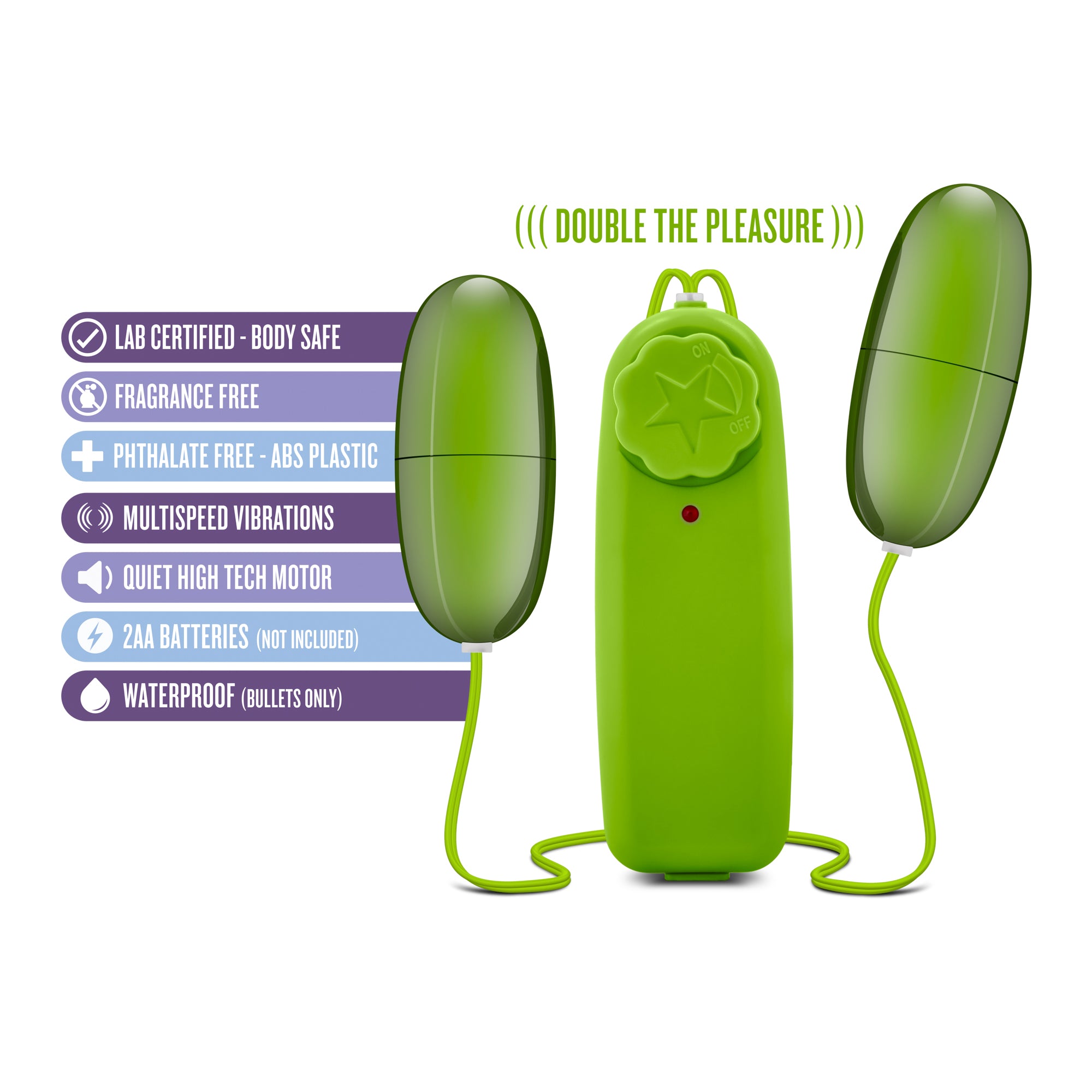 B Yours Double Pop Eggs Lime Vibrating Pleasure Set BULLETS