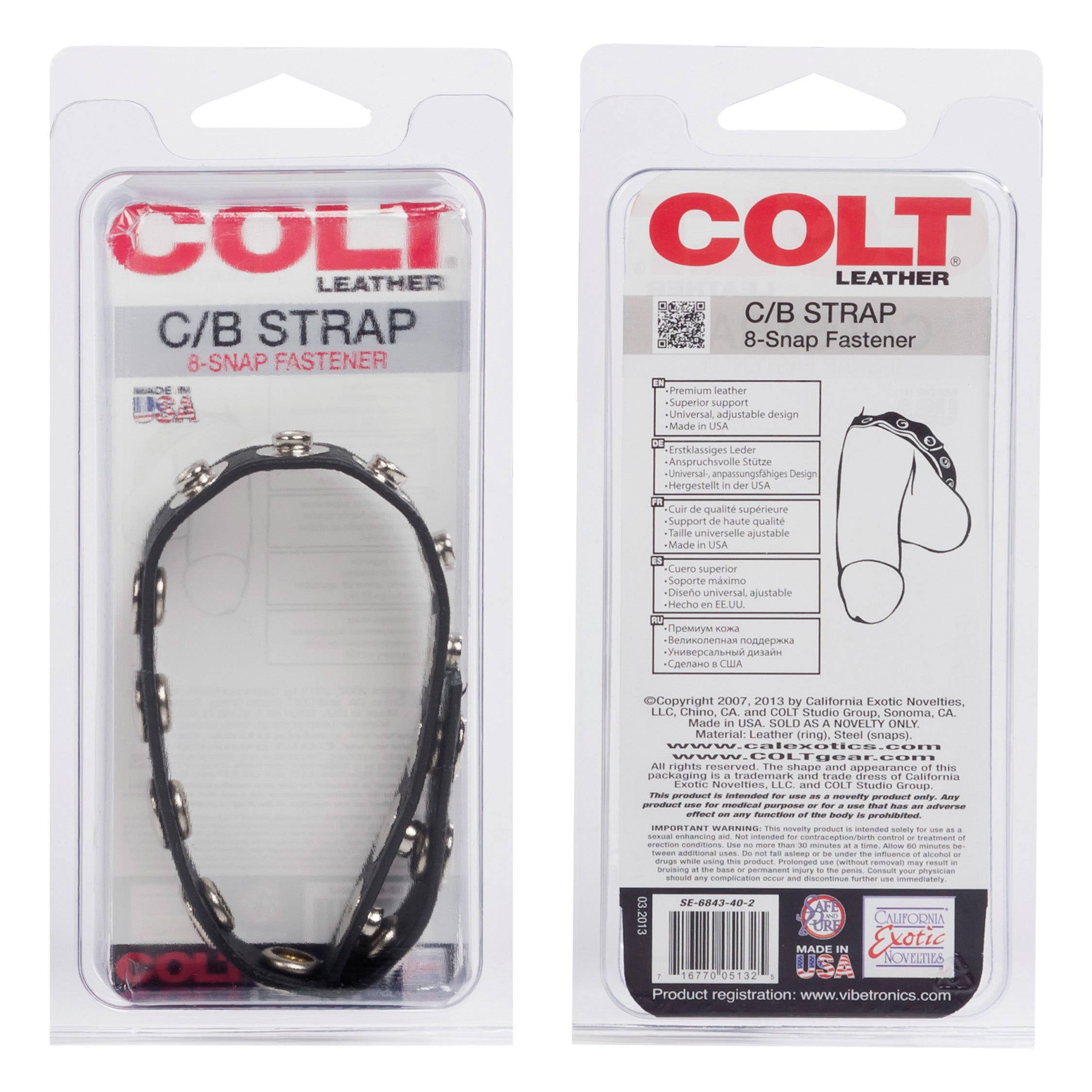 Colt 8 Snap Fastener Leather Strap – Luxury Leather Bondage Strap > Clothes > Mens Leather