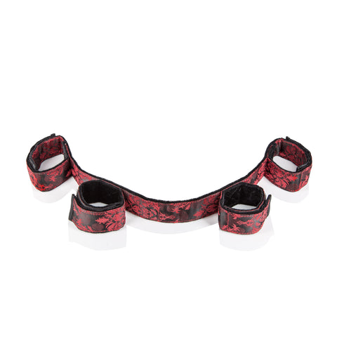 Scandal Red and Black Designer Polyester Bondage Bar with Adjustable Wrist and Ankle Cuffs > Bondage Gear > Restraints