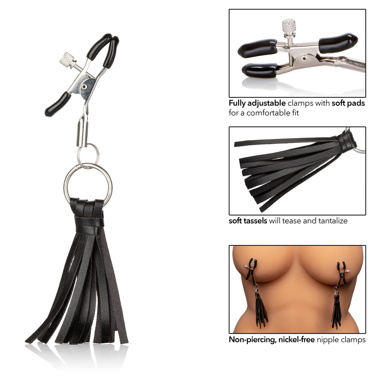 CalExotics Playful Tassels Nipple Clamps – Sensory Adult Intimacy Accessory > Sex Toys > Nipple Clips
