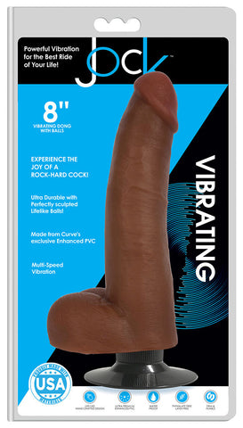 Jock 8 Inch Vibrating Dong with Balls Suction Base Toy Brown DONGS Vibrating