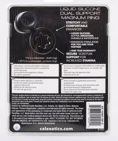 Alpha Liquid Silicone Dual Magnum Ring Black Stretchy Comfortable Size COCK RINGS Sling