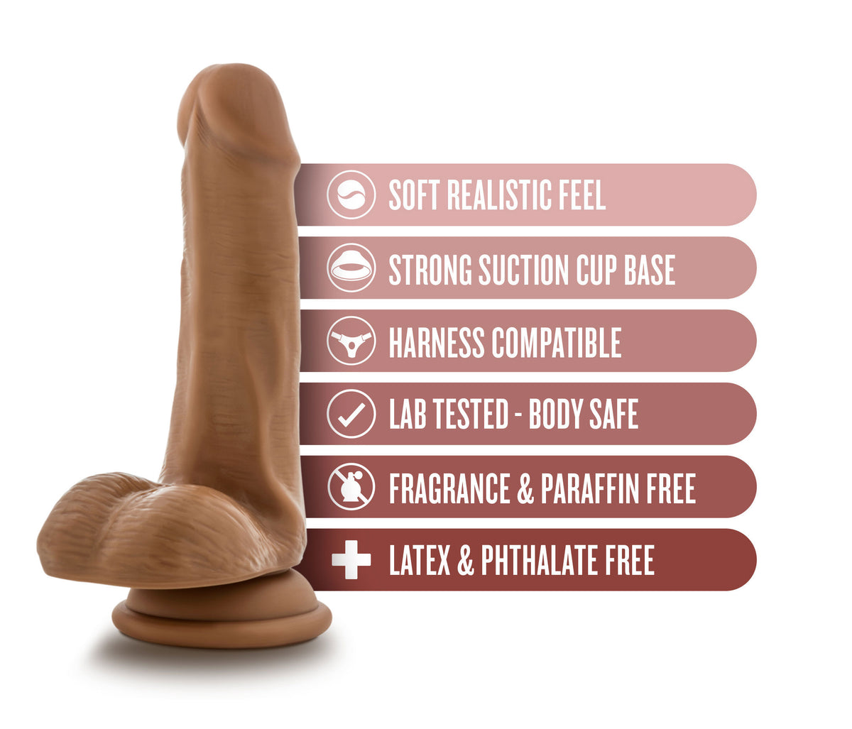 Dr Jeffrey 6.5 Inch Realistic Dildo with Balls in Tan Color Tan Dongs Realistic