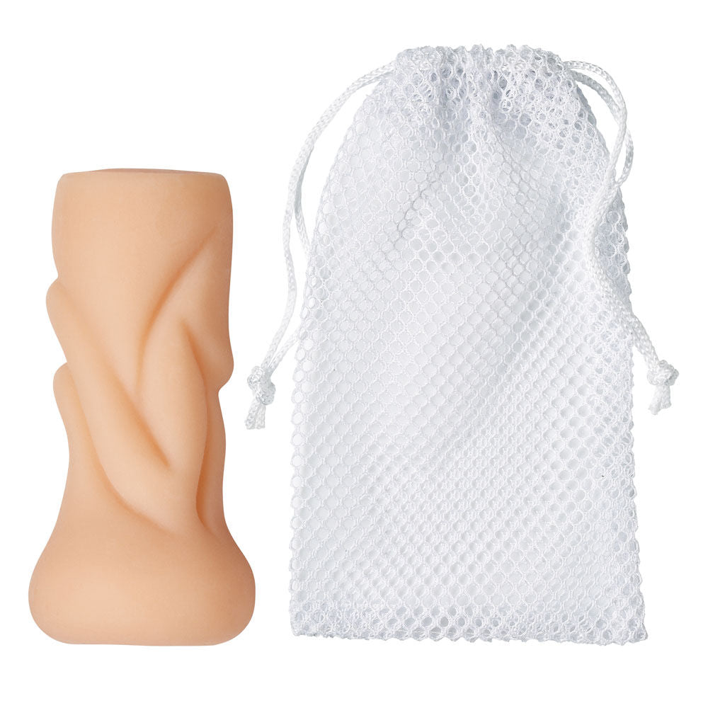 Cloud 9 Personal Anal Pocket Stroker (Tan) – Compact Flesh Masturbator Strokers - Manual