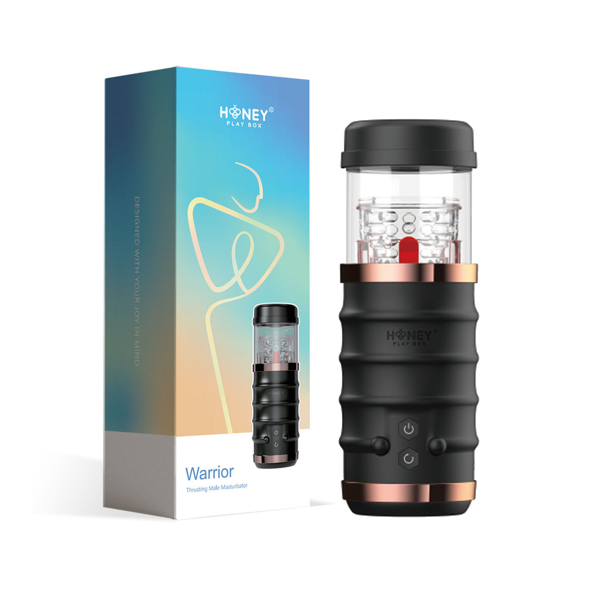 Warrior Thrusting Male Masturbator with Automatic Power Black Black Strokers - Auto