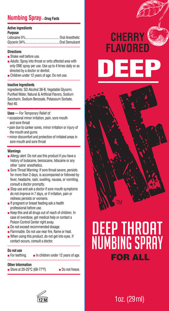 Deep AF Cherry Flavoured Deep Throat Spray – 29 ml Oral Gels & Sprays
