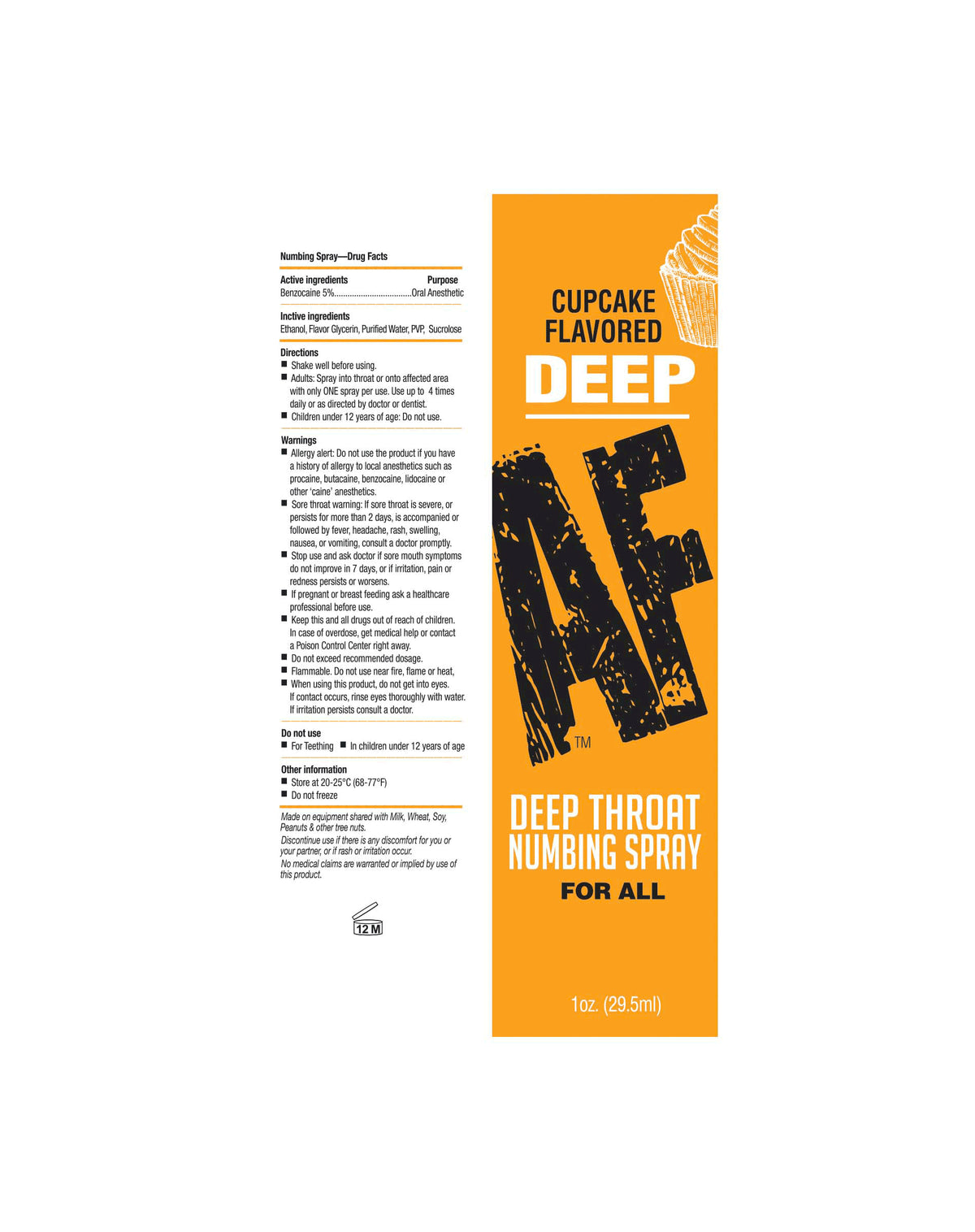 Deep AF Cupcake Flavored Throat Spray 29ml – Benzocaine Oral Spray > Lube > Oral Gels & Sprays