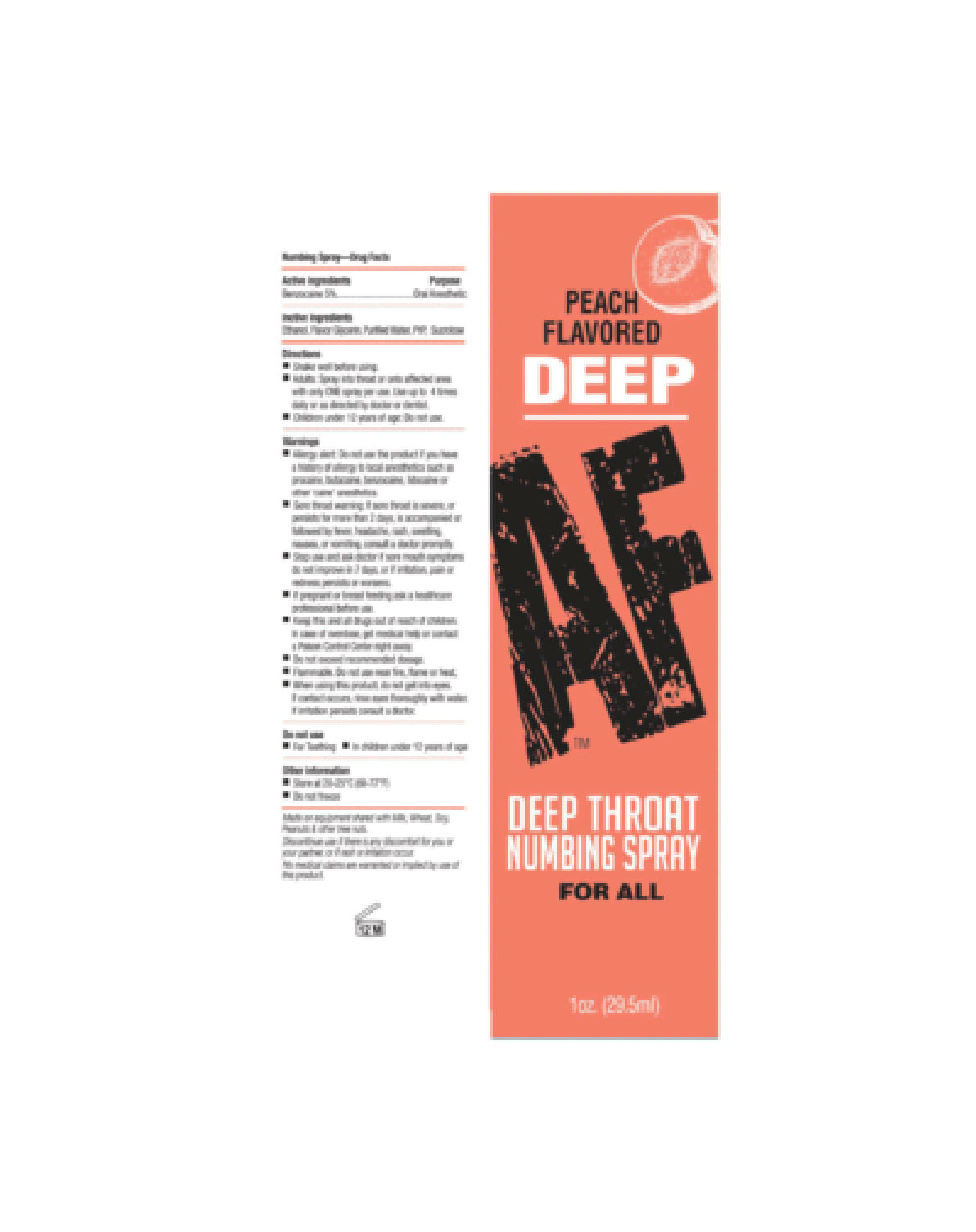 Deep AF Peach Flavoured Deep Throat Spray 29 mls > Lube > Oral Gels & Sprays