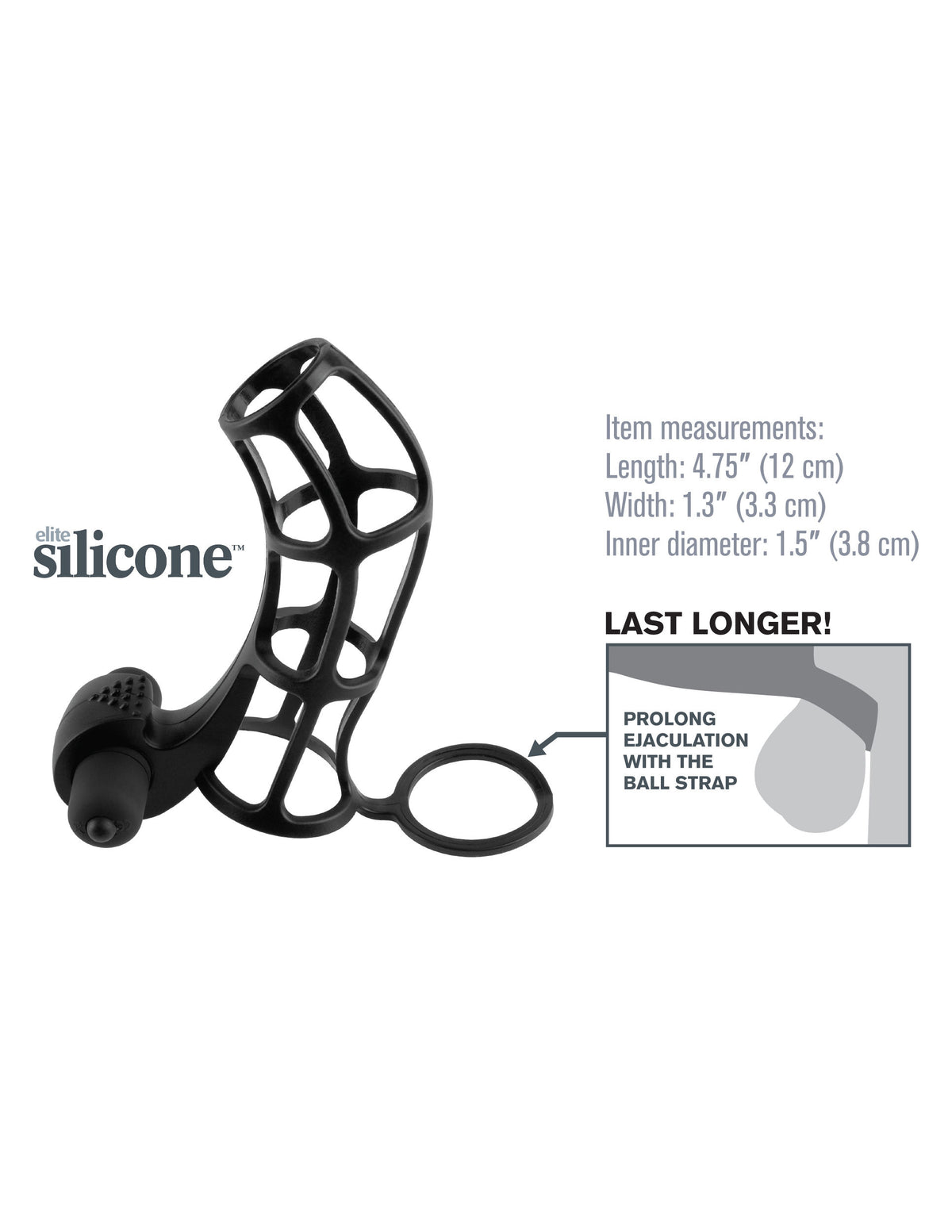 Deluxe Silicone Power Cage Erection Enhancer in Black > Sex Toys For Men > Penis Sleeves