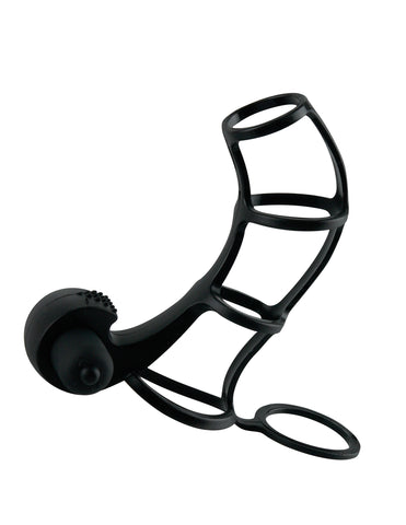 Deluxe Silicone Power Cage Erection Enhancer in Black Cages
