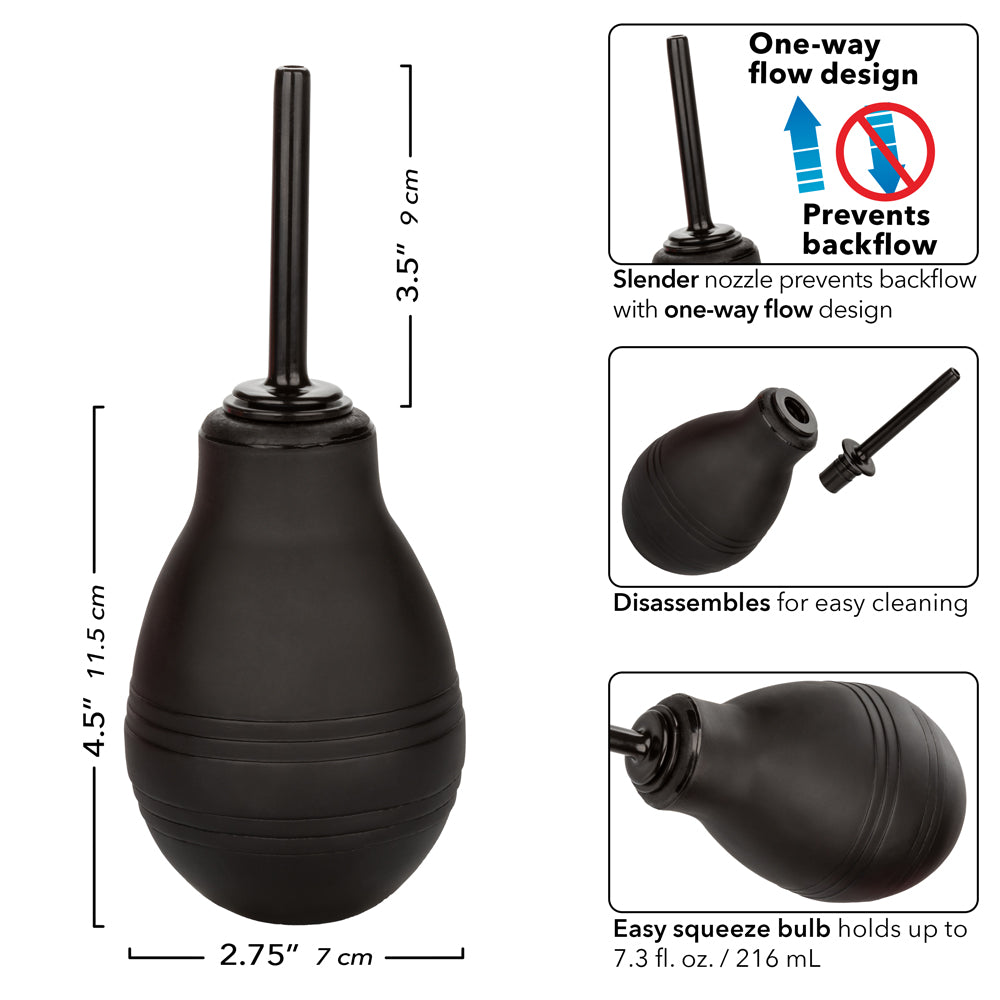 CalExotics One-Way Anal Douche with Black Leak-Proof Nozzle 7.3 fl. oz. Squeeze Bulb Douches