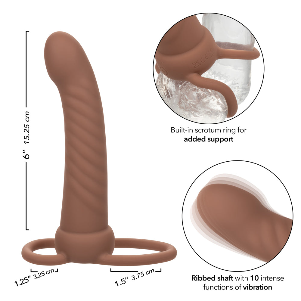 Performance Maxx Ribbed Dual Penetrator Toy Brown > Vibrators > Realistic Vibrators