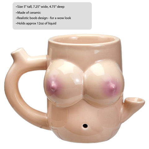 Boob Shaped Ceramic Mug Pipe Novelty Smoking Accessory Gift Bachelor & Bachelorette Items