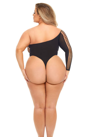 Dollar Sign Bodysuit Queen Size Black Seamless Lingerie Top > Clothes > Plus Size Lingerie