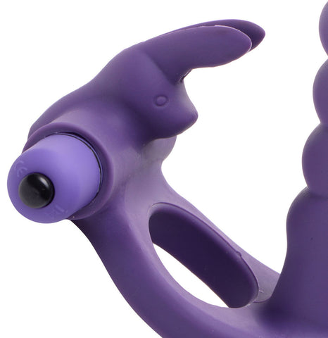 Double Delight Dual Insertion Vibrating Rabbit Cock Ring Toy Cock Rings Vibrating