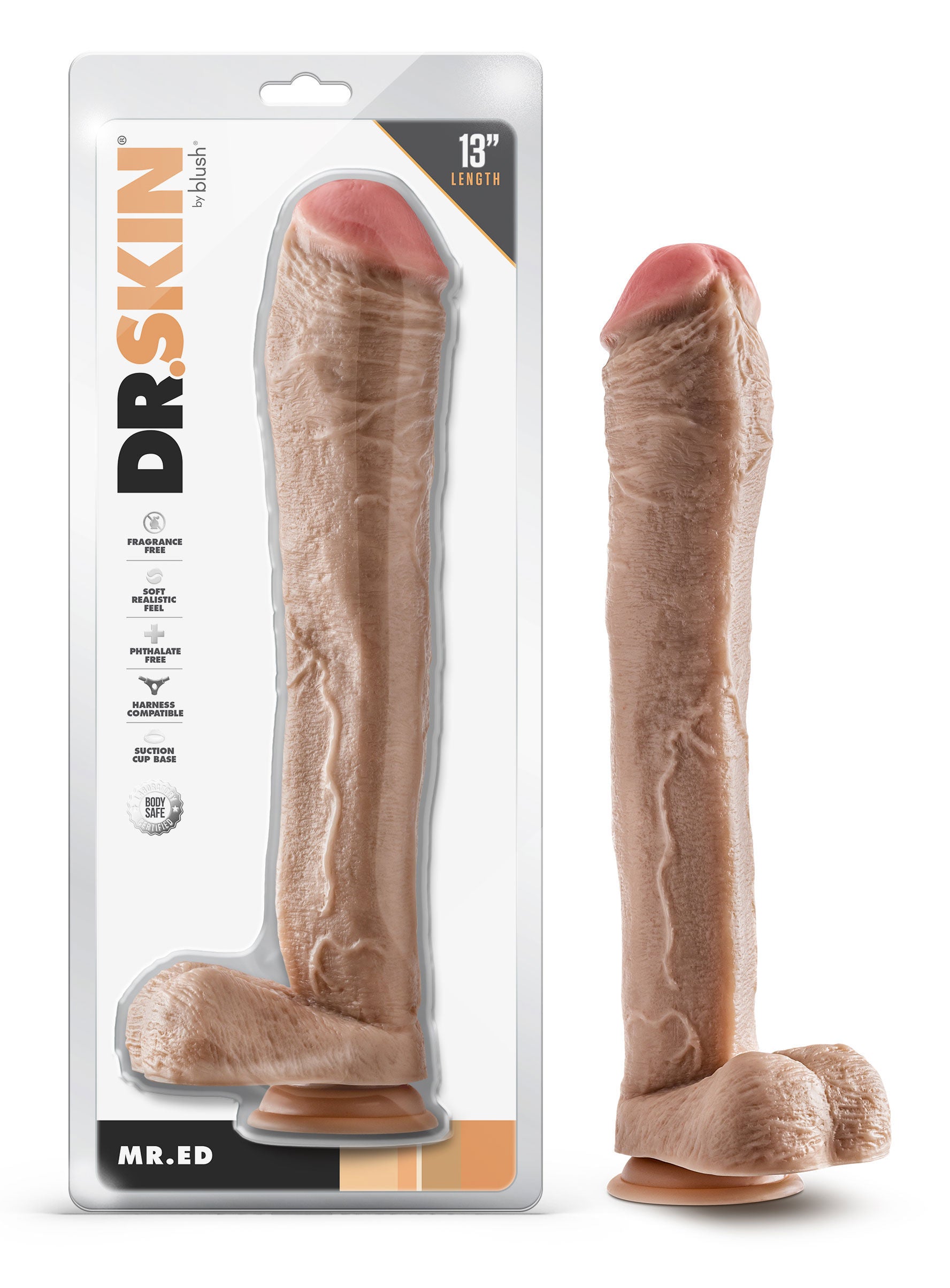 Dr Skin 13 Inch Realistic Beige Dildo With Balls and Suction Cup Dongs Realistic
