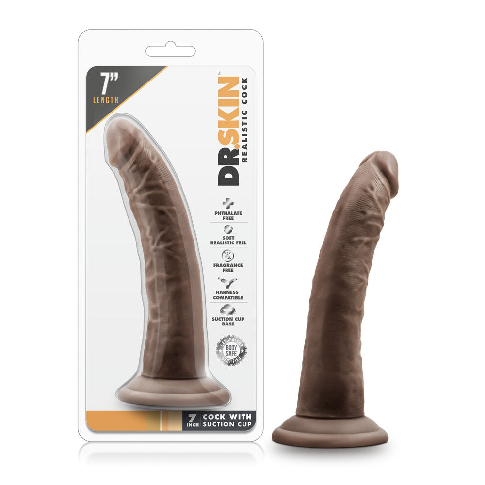 Dr Skin 7 Inch Chocolate Realistic Dildo with Suction Cup > Dildos > Realistic Dildos