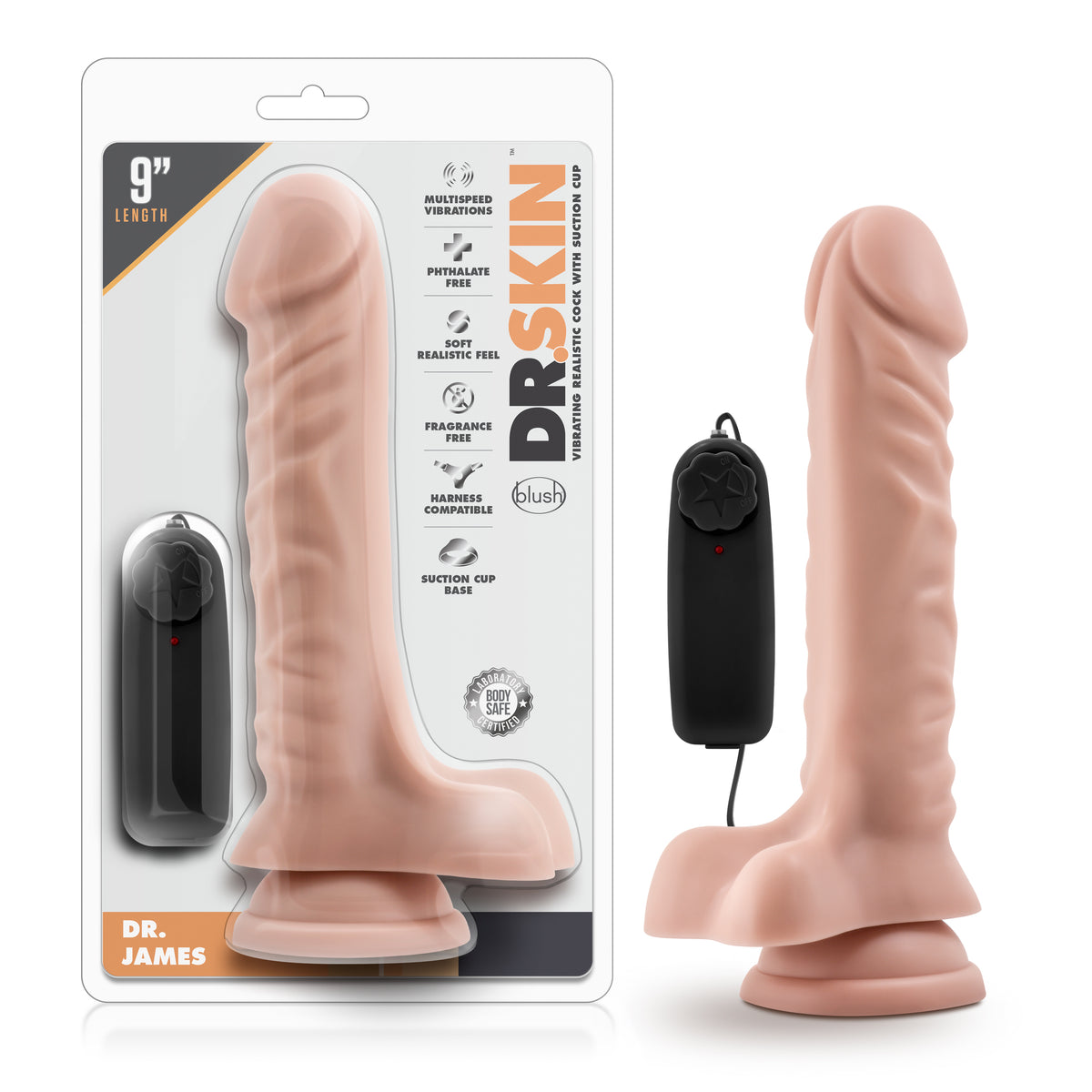 Dr Skin Dr James 9 Inch Vibrating Cock with Suction Cup Vanilla > Vibrators > Realistic Vibrators