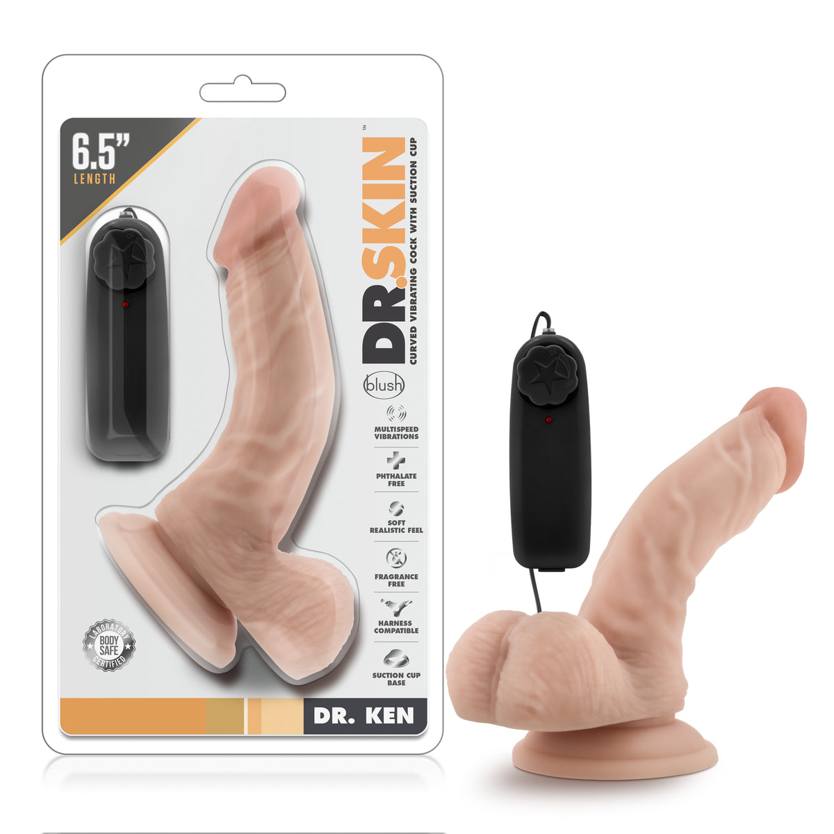 Dr Skin Dr Ken 6.5 Inch Vibrating Cock with Suction Cup Vanilla > Vibrators > Realistic Vibrators