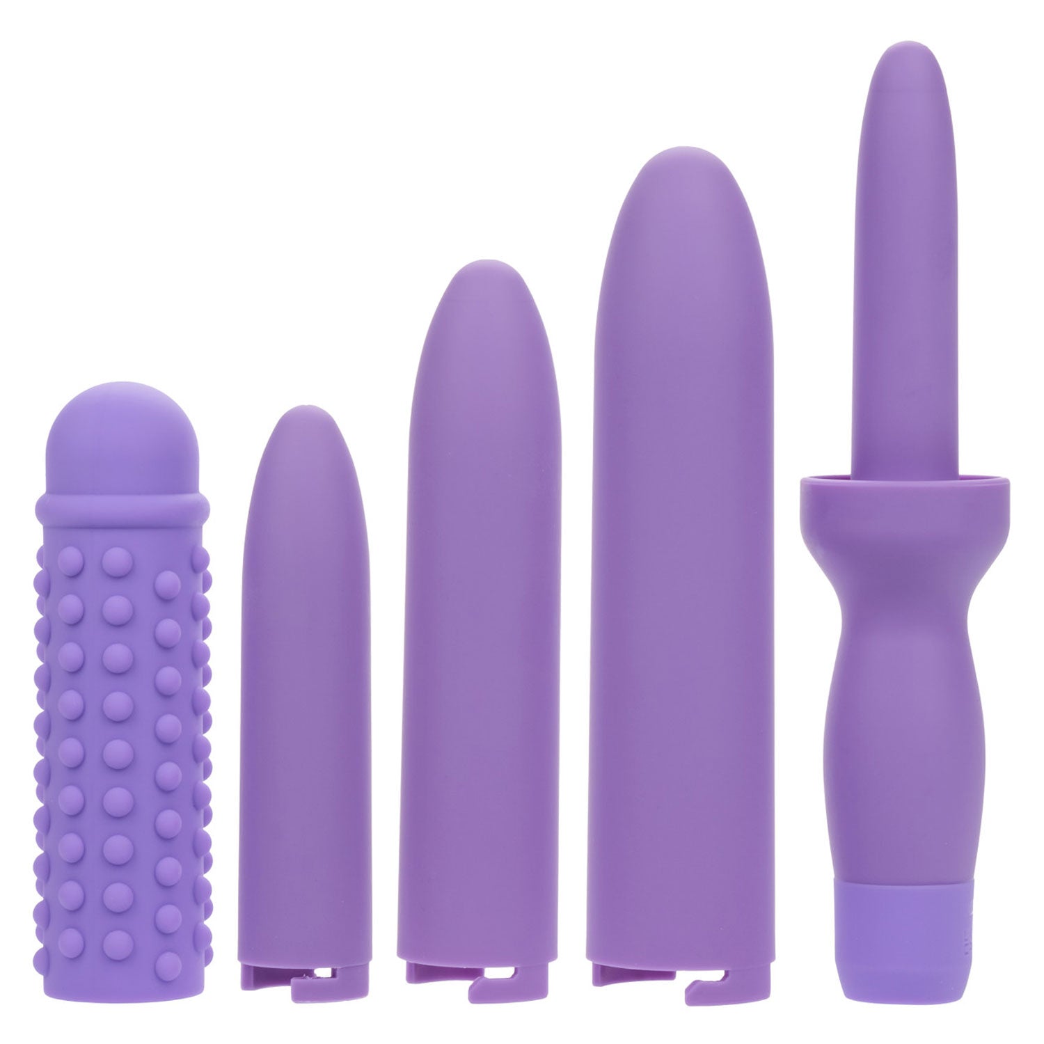 Dr. Laura Berman Rechargeable Dilators Set with Four Locking Sizes and Premium Silicone Textured Sleeve in Purple Dilators