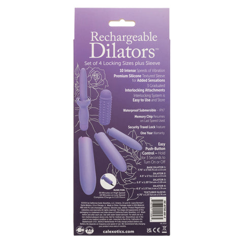 Dr. Laura Berman Rechargeable Dilators Set with Four Locking Sizes and Premium Silicone Textured Sleeve in Purple Dilators