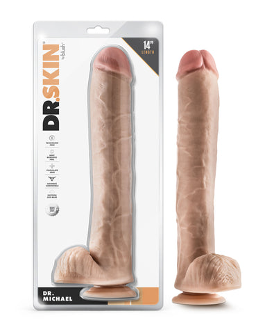 Dr. Michael 14 Inch Beige Realistic Dildo with Suction Base Dongs Realistic