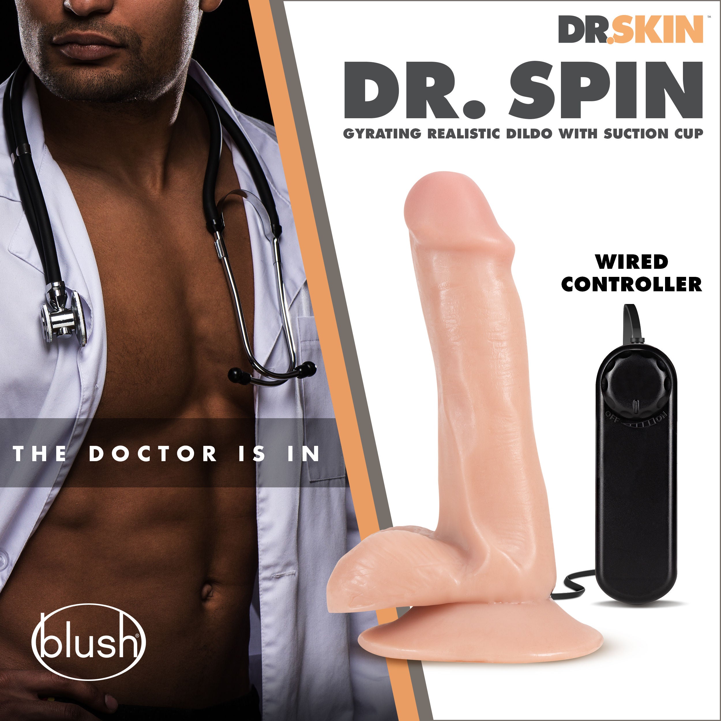Dr. Spin 6 Inch Gyrating Vanilla Realistic Dildo for Pleasure Dongs Realistic