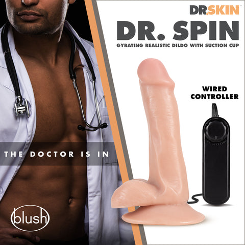 Dr. Spin 6 Inch Gyrating Vanilla Realistic Dildo for Pleasure Dongs Realistic