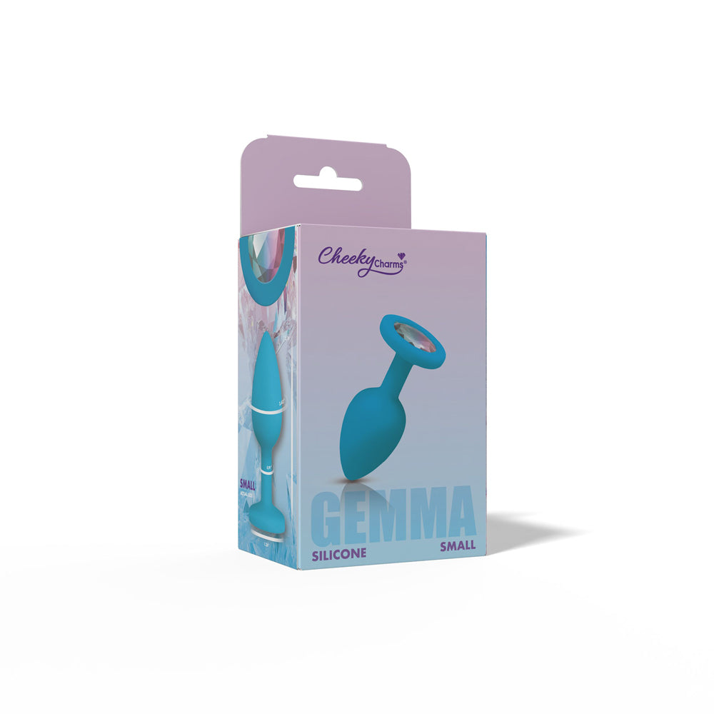 Gemma Clear Iridescent Teal Silicone Plug (Small) – Vibrant Cheeky Charms Butt Plug > Anal Range > Jewel Butt Plugs