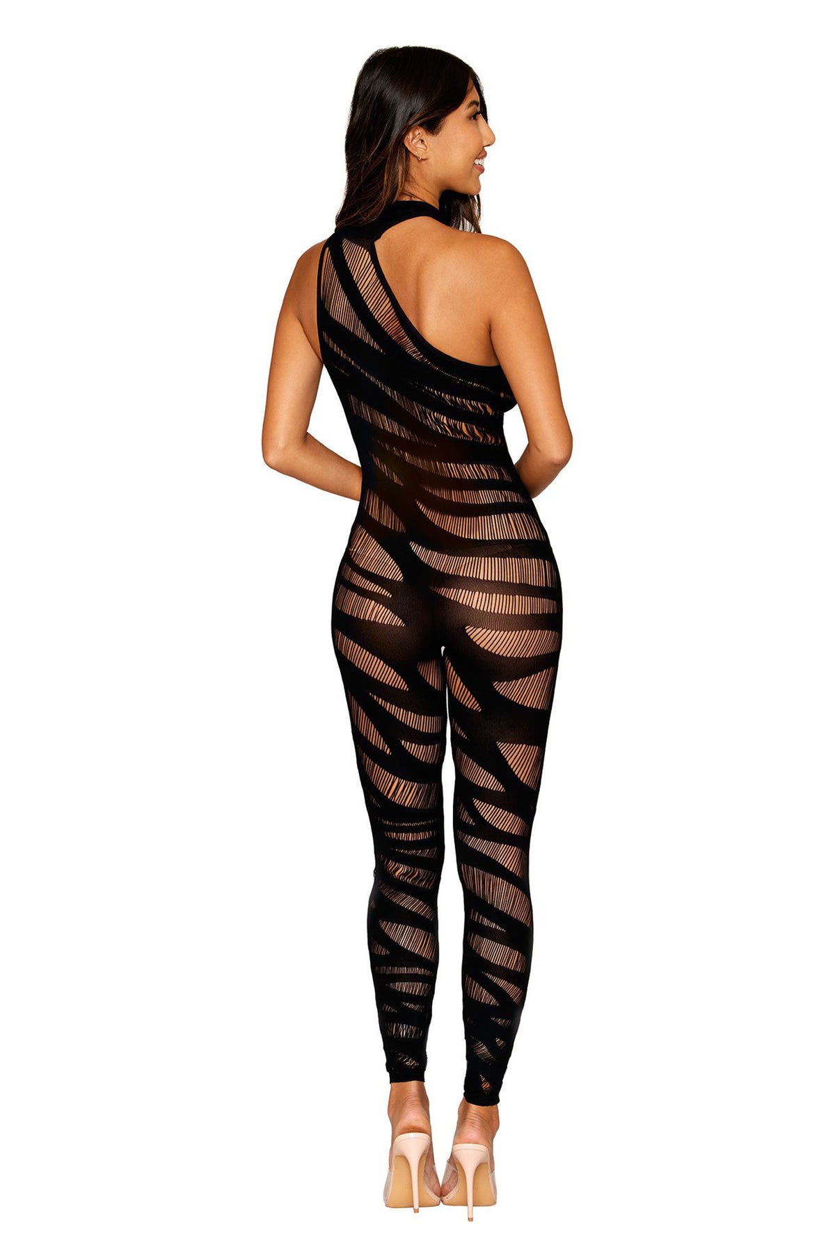 Dreamgirl Black Asymmetrical Opaque Bodystocking One Size > Clothes > Bodies and Playsuits