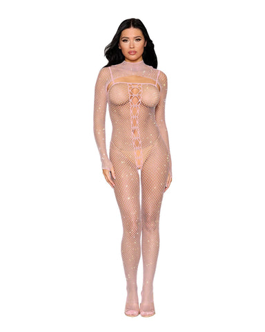 Dreamgirl Pink Bodystocking and Shrug One Size Lingerie Set Bodystocking