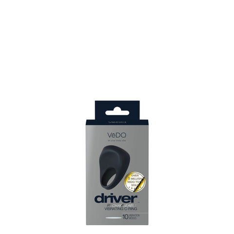 Driver Rechargeable Vibrating Silicone C-Ring for Men Black Cock Rings Vibrating