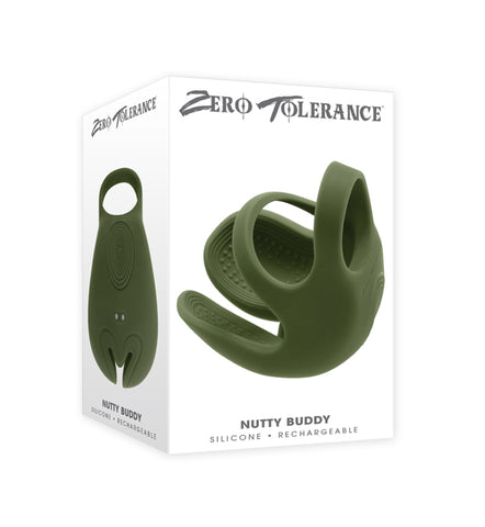 Zero Tolerance NUTTY BUDDY Olive USB Vibrating Cock & Balls Ring Cock Rings Vibrating